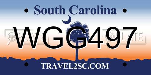 WGG497 South Carolina License Plate