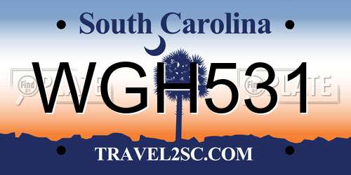 WGH531 South Carolina License Plate
