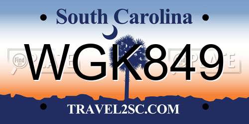 WGK849 South Carolina License Plate