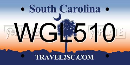WGL510 South Carolina License Plate