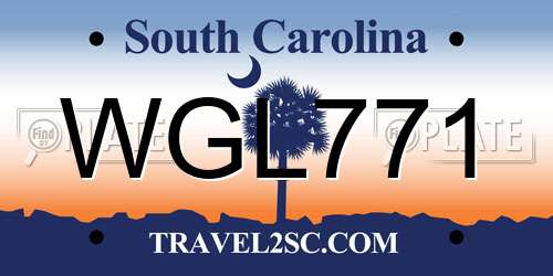 WGL771 South Carolina License Plate