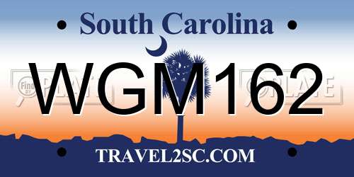 WGM162 South Carolina License Plate