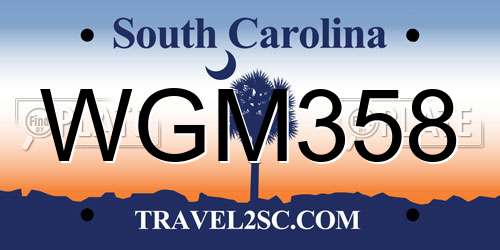 WGM358 South Carolina License Plate