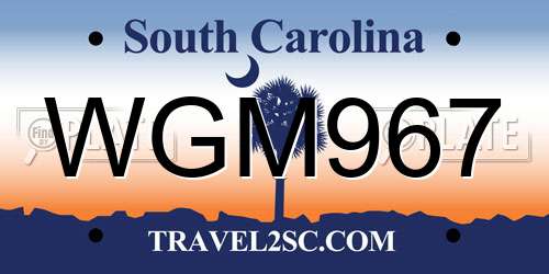 WGM967 South Carolina License Plate