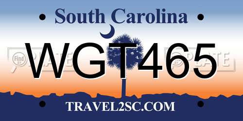 WGT465 South Carolina License Plate