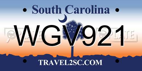 WGV921 South Carolina License Plate