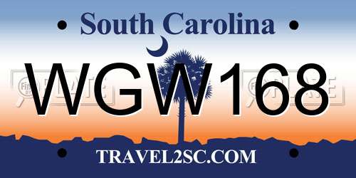 WGW168 South Carolina License Plate