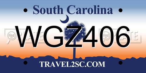 WGZ406 South Carolina License Plate