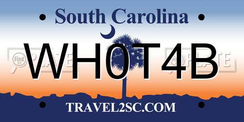 WH0T4B South Carolina License Plate