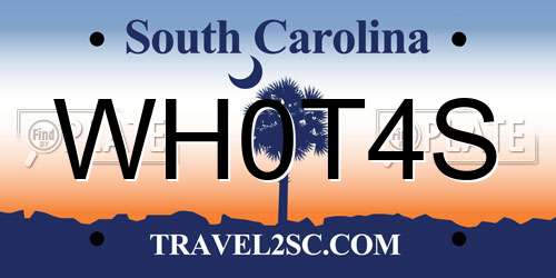 WH0T4S South Carolina License Plate