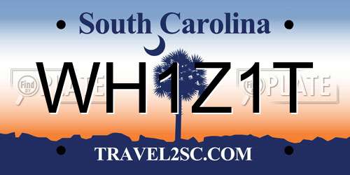WH1Z1T South Carolina License Plate