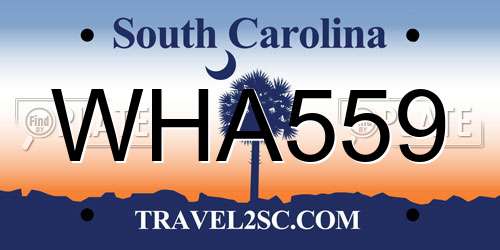 WHA559 South Carolina License Plate
