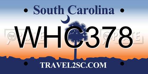 WHC378 South Carolina License Plate