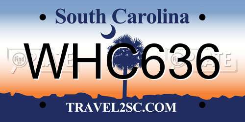 WHC636 South Carolina License Plate