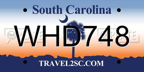 WHD748 South Carolina License Plate