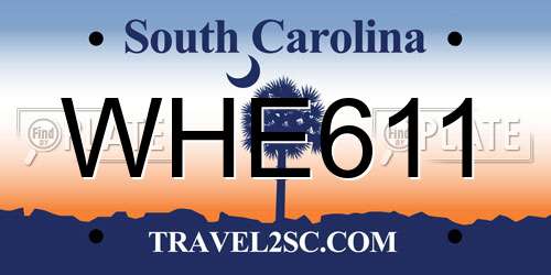 WHE611 South Carolina License Plate