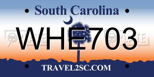 WHE703 South Carolina License Plate