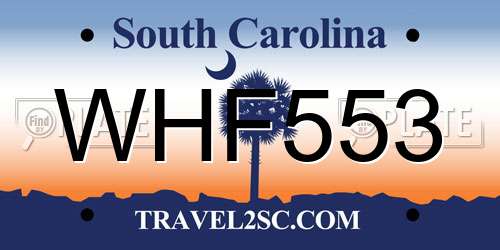 WHF553 South Carolina License Plate