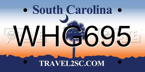 WHG695 South Carolina License Plate