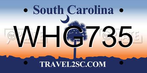 WHG735 South Carolina License Plate