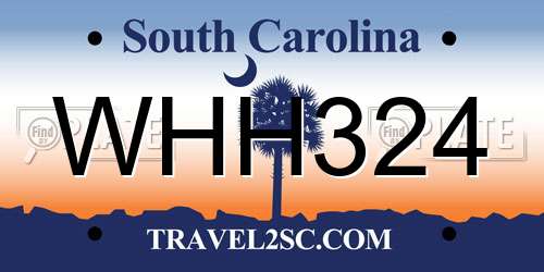 WHH324 South Carolina License Plate
