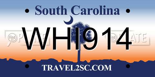 WHI914 South Carolina License Plate