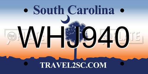 WHJ940 South Carolina License Plate