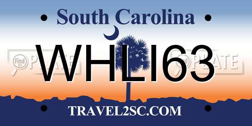 WHLI63 South Carolina License Plate