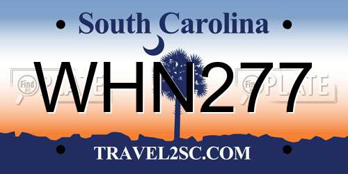 WHN277 South Carolina License Plate