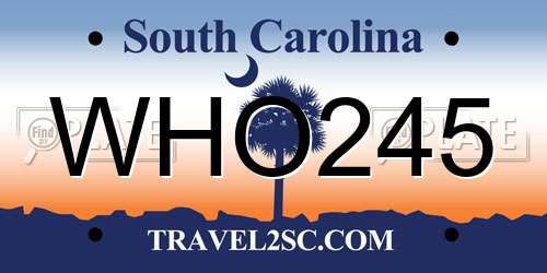 WHO245 South Carolina License Plate