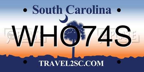 WHO74S South Carolina License Plate