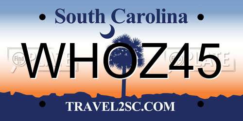 WHOZ45 South Carolina License Plate