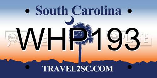 WHP193 South Carolina License Plate