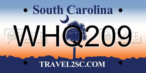 WHQ209 South Carolina License Plate