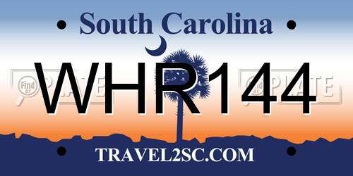 WHR144 South Carolina License Plate
