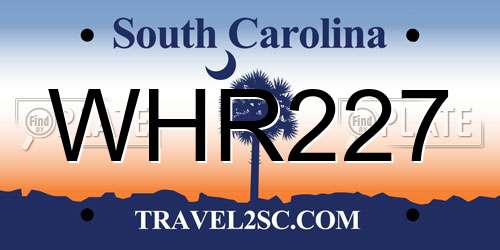 WHR227 South Carolina License Plate