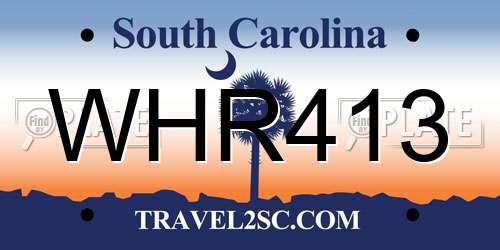 WHR413 South Carolina License Plate