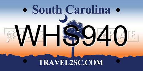 WHS940 South Carolina License Plate