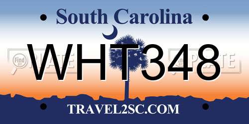 WHT348 South Carolina License Plate