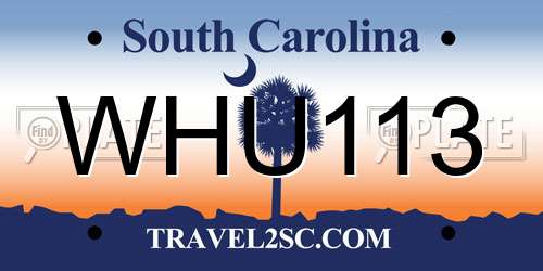 WHU113 South Carolina License Plate