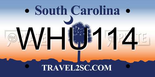WHU114 South Carolina License Plate