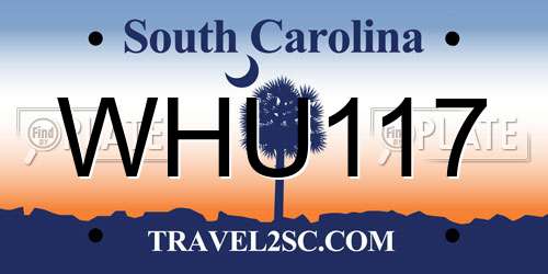 WHU117 South Carolina License Plate