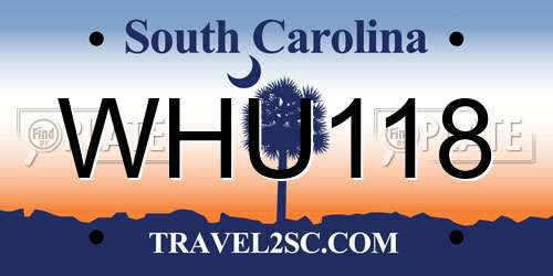 WHU118 South Carolina License Plate