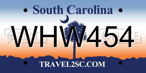 WHW454 South Carolina License Plate