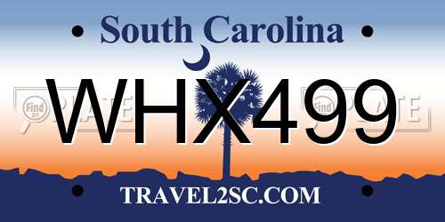 WHX499 South Carolina License Plate