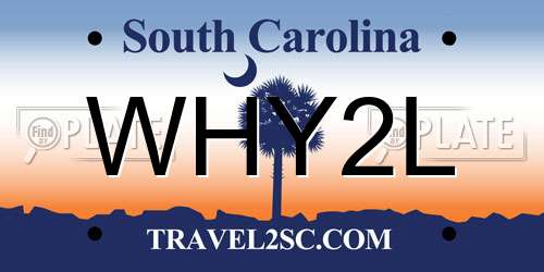 WHY2L South Carolina License Plate