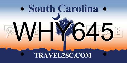WHY645 South Carolina License Plate