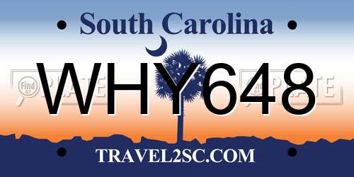 WHY648 South Carolina License Plate