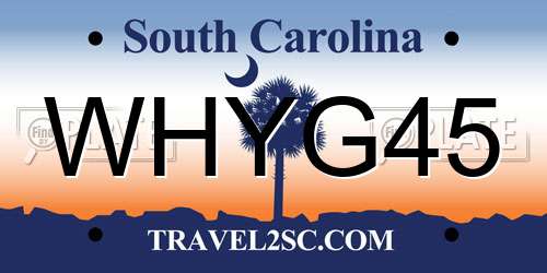 WHYG45 South Carolina License Plate