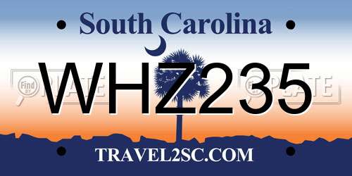 WHZ235 South Carolina License Plate